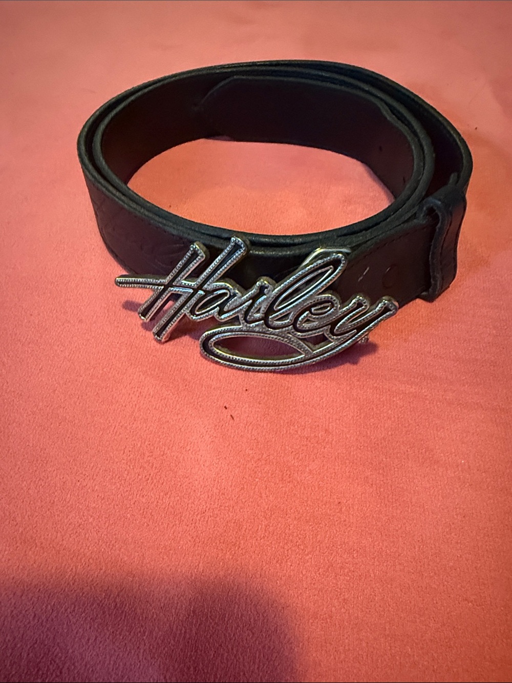 Harley-Davidson Black Belt with Silver 'Harley' Script Buckle